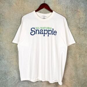 VTG Snapple Iced Tea Promo T Shirt Sz XL White All Natural Big Spell Out Logo